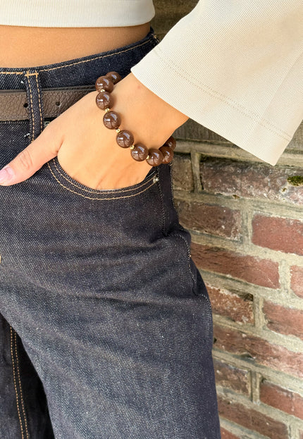 Famous Online Store Bruine kralen armband
