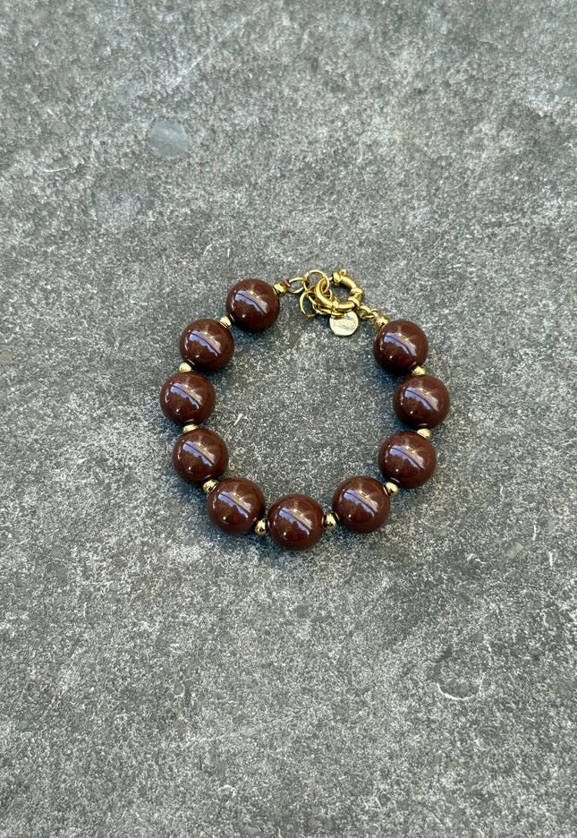Famous Online Store Bruine kralen armband