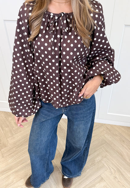 Famous Online Store Bruine polkodots top Isaline