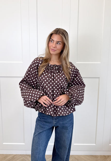Famous Online Store Bruine polkodots top Isaline