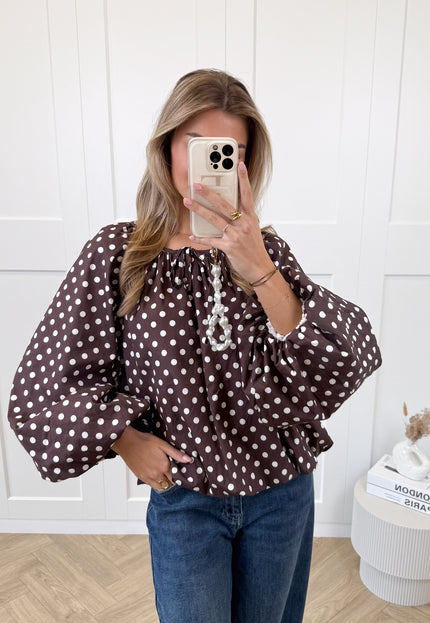 Famous Online Store Bruine polkodots top Isaline