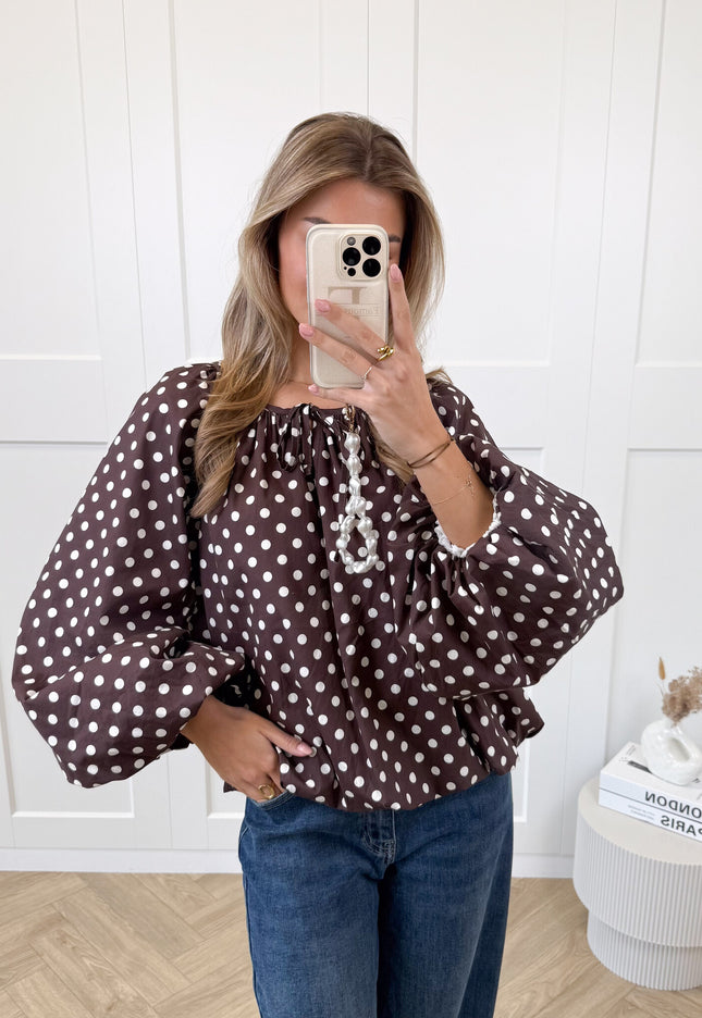 Famous Online Store Bruine polkodots top Isaline