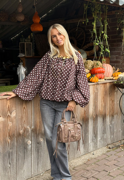 Famous Online Store Bruine polkodots top Isaline