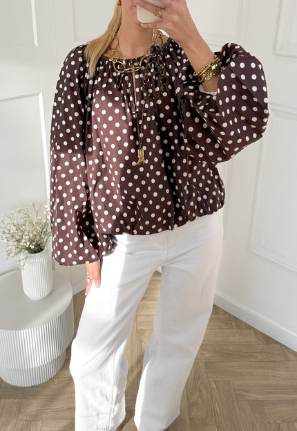 Famous Online Store Bruine polkodots top Isaline
