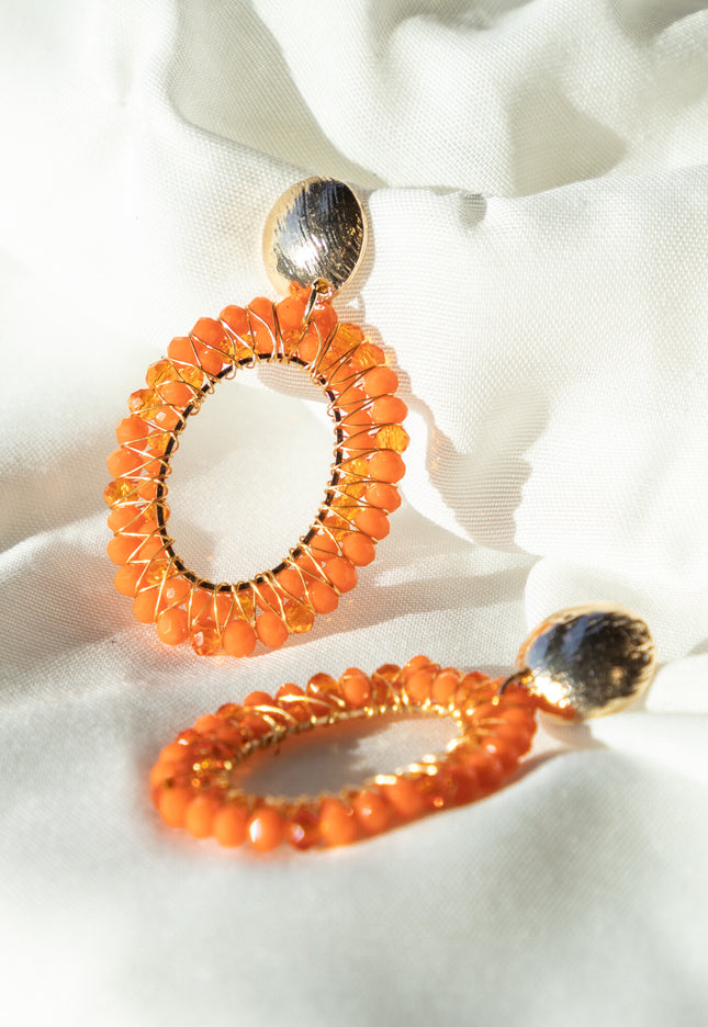 Famous Online Store Earring ovaal beads orange