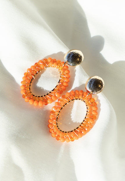 Famous Online Store Earring ovaal beads orange