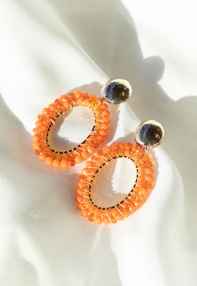 Famous Online Store Earring ovaal beads orange