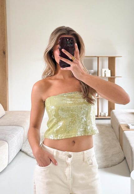 Famous Online Store Elin pailletten top groen