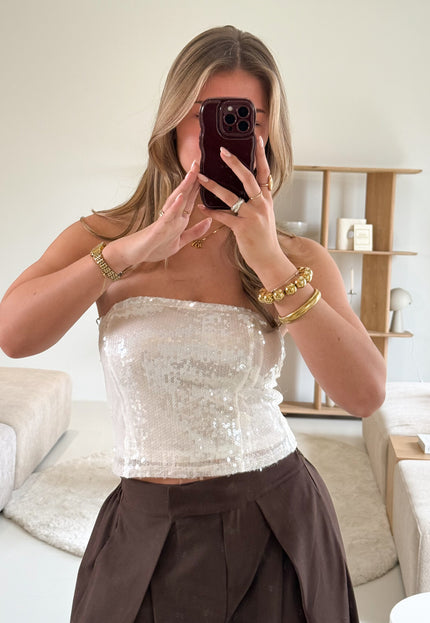 Famous Online Store Elin top pailletten wit