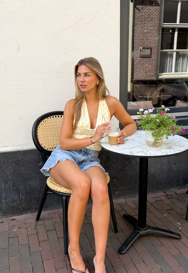 Famous Online Store Emily haltertop polkadots geel