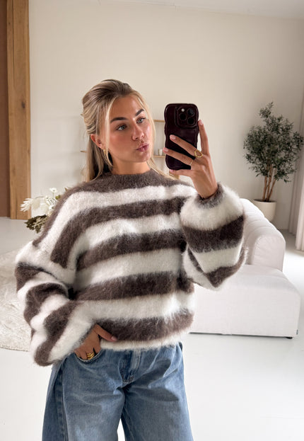 Famous Online Store Gestreepte trui Beau bruin