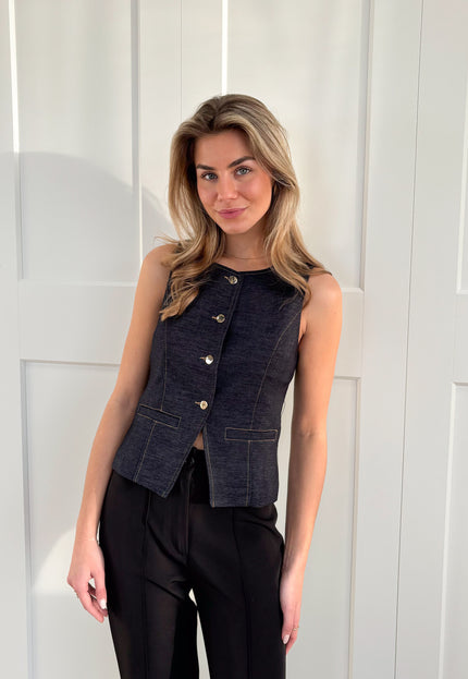 Famous Online Store Gilet denim donker blauw