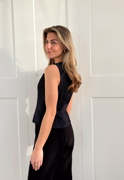 Famous Online Store Gilet denim donker blauw