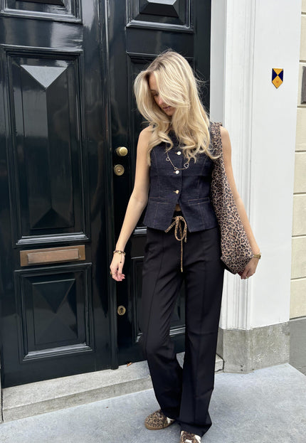Famous Online Store Gilet denim donker blauw