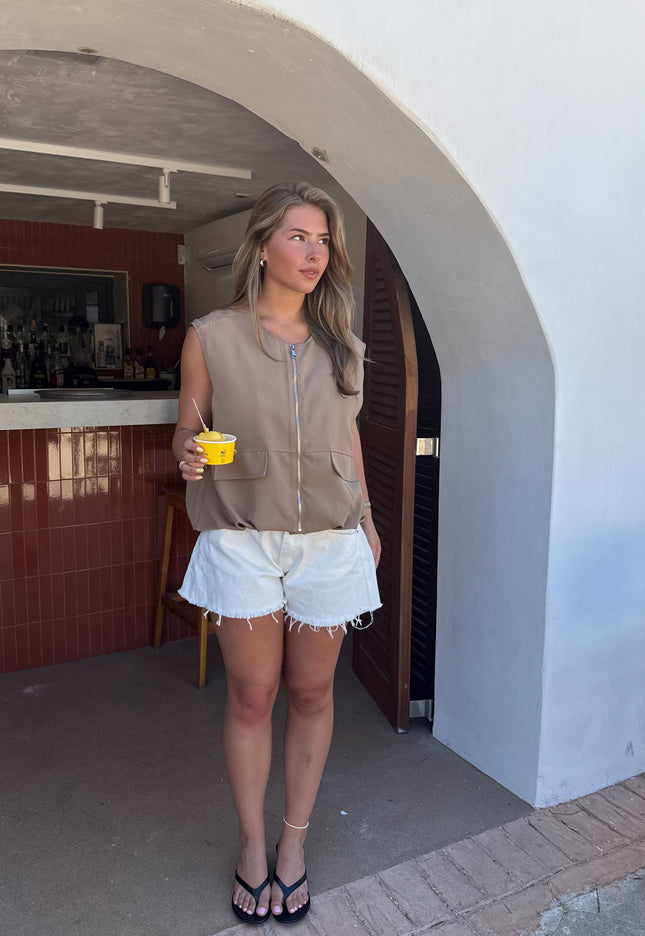 Famous Online Store Gilet Esra camel