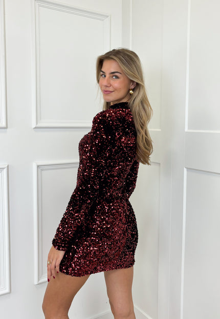 Famous Online Store Glitter jurk Annebel bordeaux
