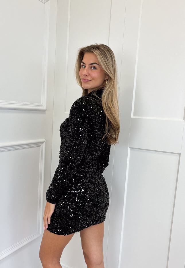 Famous Online Store Glitter jurk Annebel zwart
