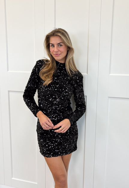 Famous Online Store Glitter jurk Annebel zwart