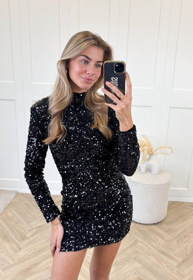 Famous Online Store Glitter jurk Annebel zwart
