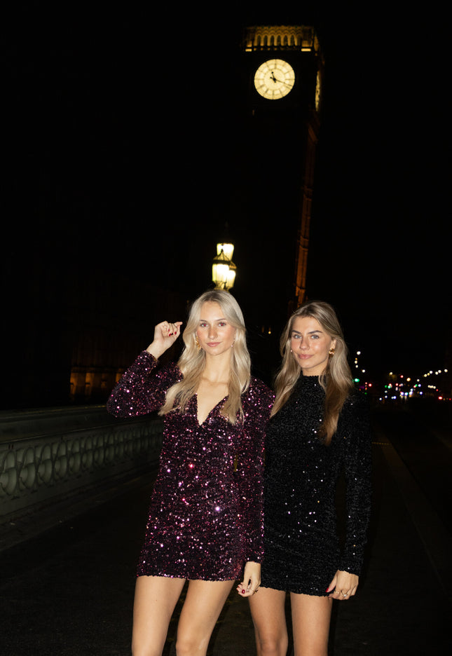 Famous Online Store Glitter jurk Annebel zwart