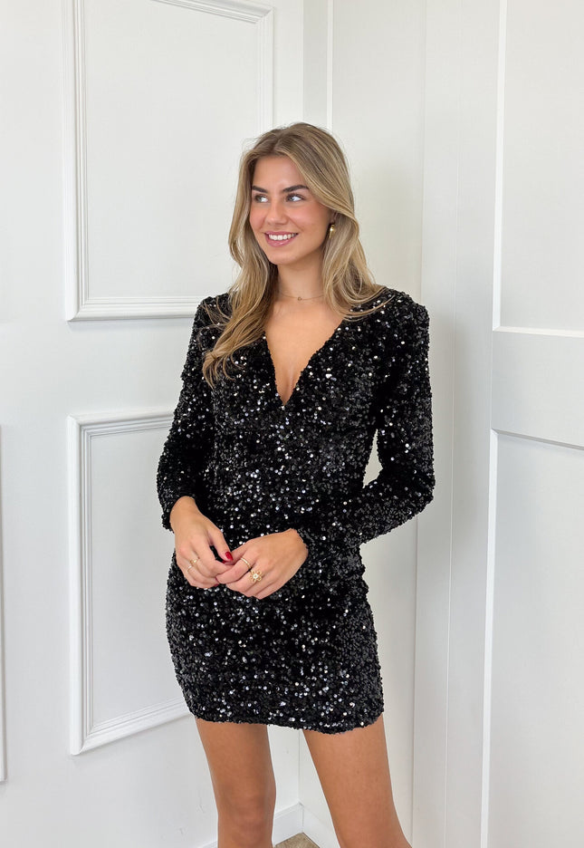Famous Online Store Glitter jurk Lisanne zwart