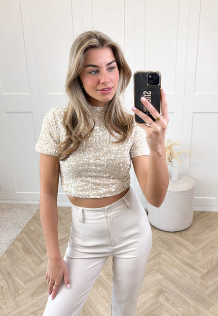 Famous Online Store Glitter top Lize beige