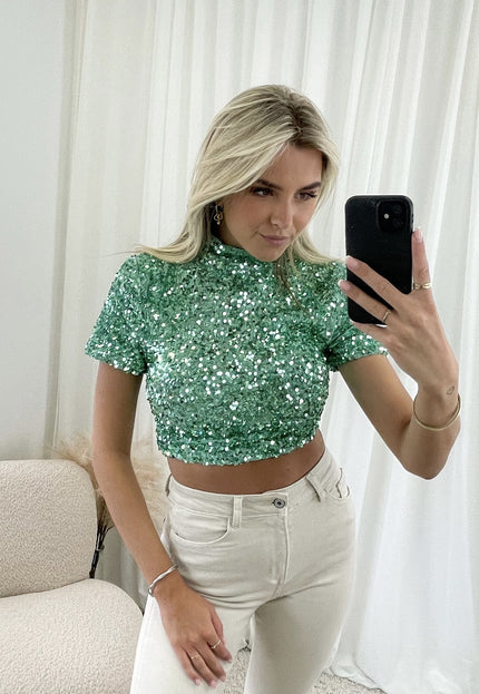 Famous Online Store Glitter top Lize mint