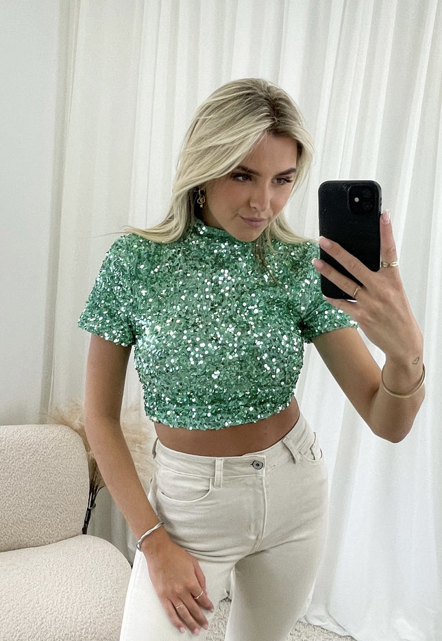 Famous Online Store Glitter top Lize mint