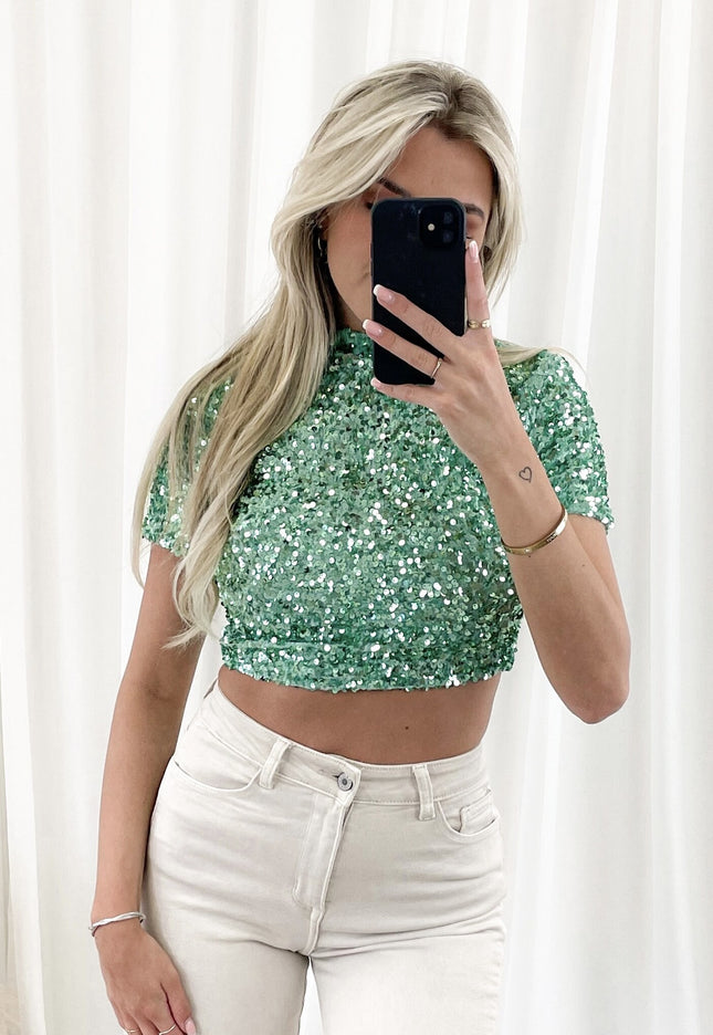 Famous Online Store Glitter top Lize mint