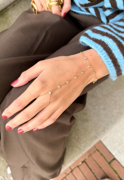 Famous Online Store Goudkleurige handketting diamant