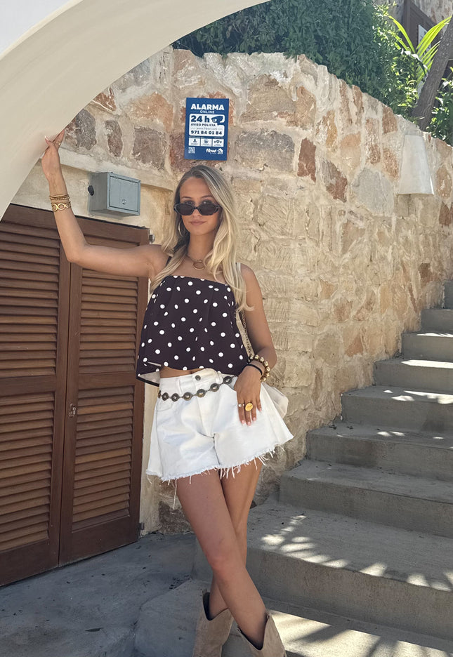 Famous Online Store Guusje polkadots top bruin