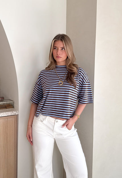 Famous Online Store Hannah strepen tshirt blauw/bruin