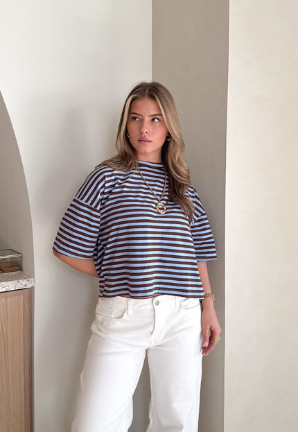 Famous Online Store Hannah strepen tshirt blauw/bruin