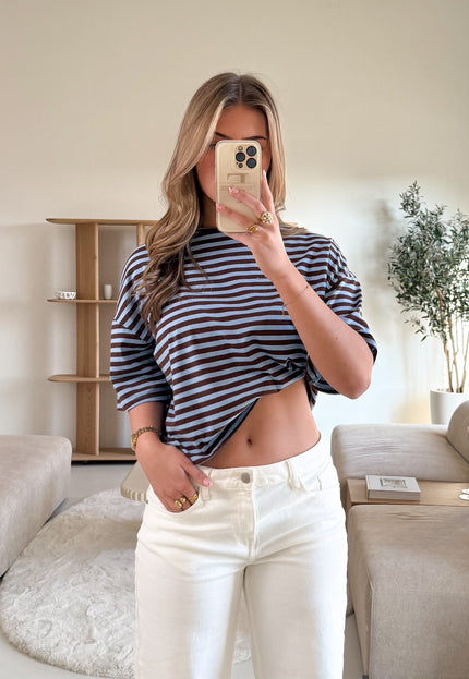 Famous Online Store Hannah strepen tshirt blauw/bruin