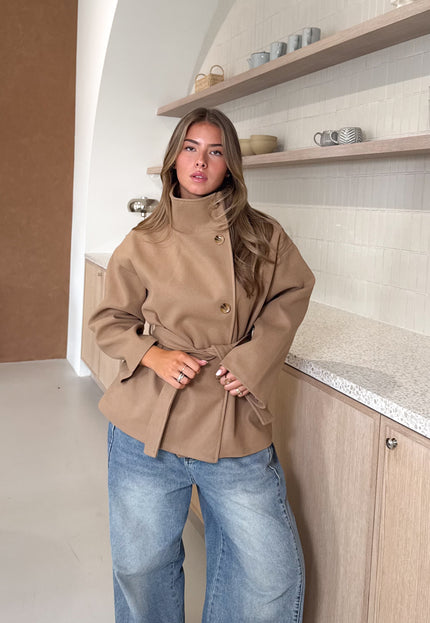 Famous Online Store High neck jacket camel
