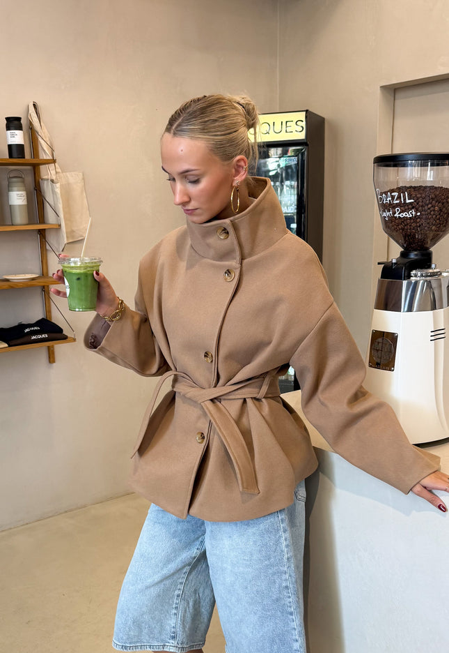 Famous Online Store High neck jacket camel