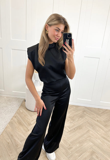 Famous Online Store Jumpsuit satin Lily zwart
