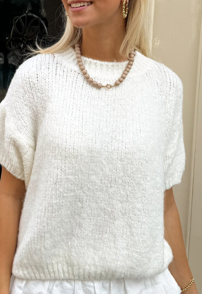 Famous Online Store Kralen ketting beige