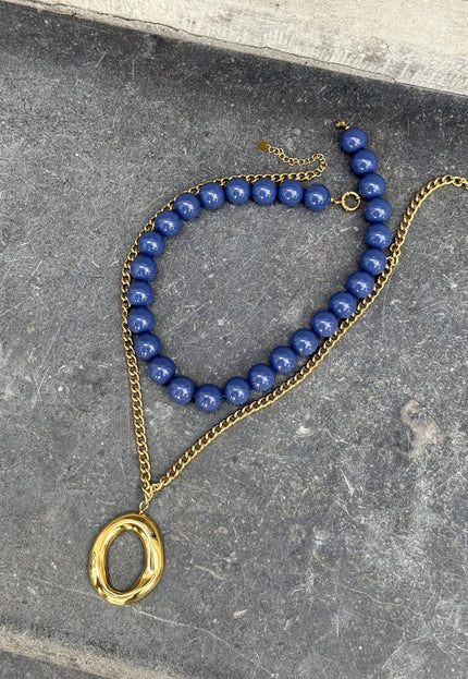 Famous Online Store Kralen ketting blauw