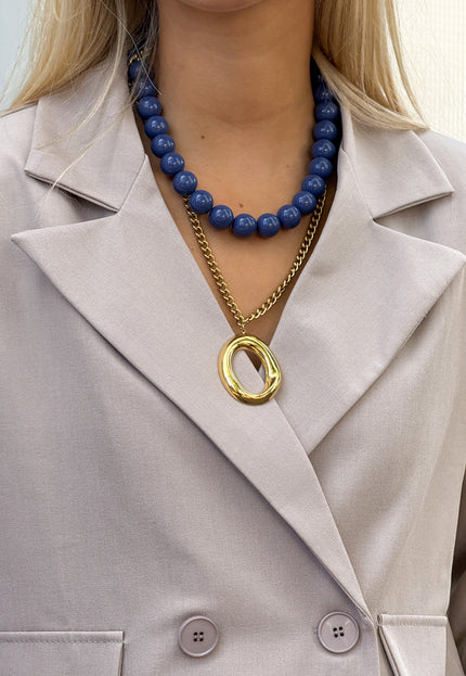 Famous Online Store Kralen ketting blauw