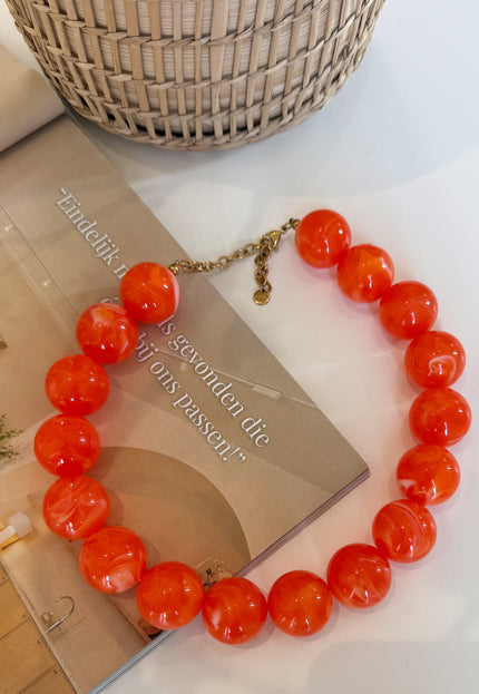 Famous Online Store Kralen ketting oranje