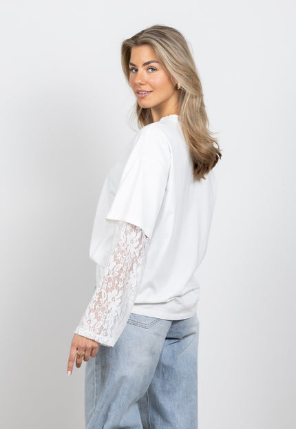 Famous Online Store Lace sleeve shirt wit