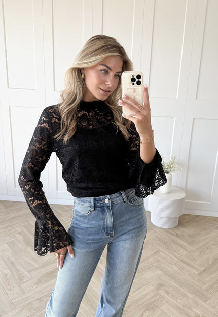 Famous Online Store Lace top Elin zwart