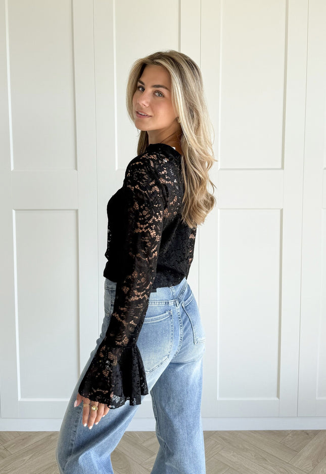 Famous Online Store Lace top Elin zwart