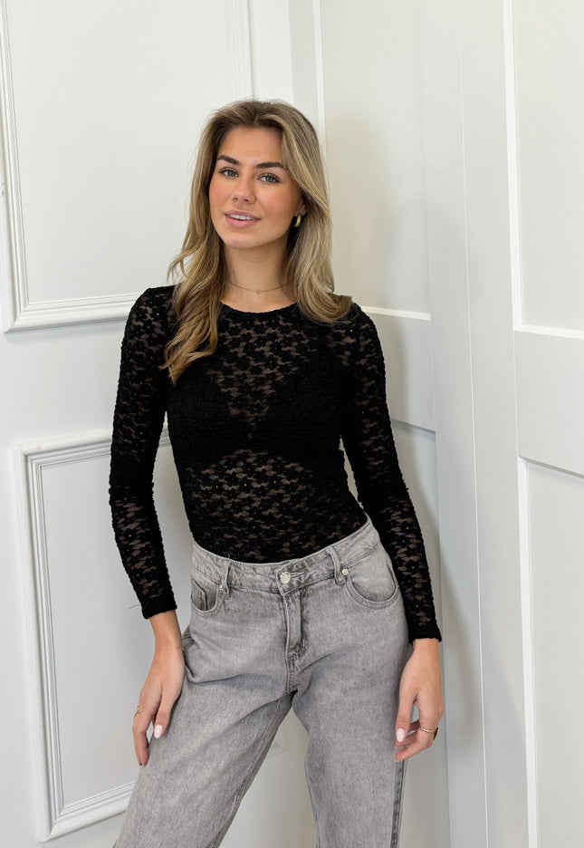 Famous Online Store Lace top Gina zwart