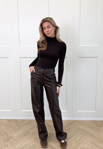 Famous Online Store Leather broek Elina bruin