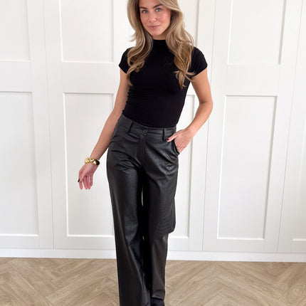 Famous Online Store Leather broek Elina zwart