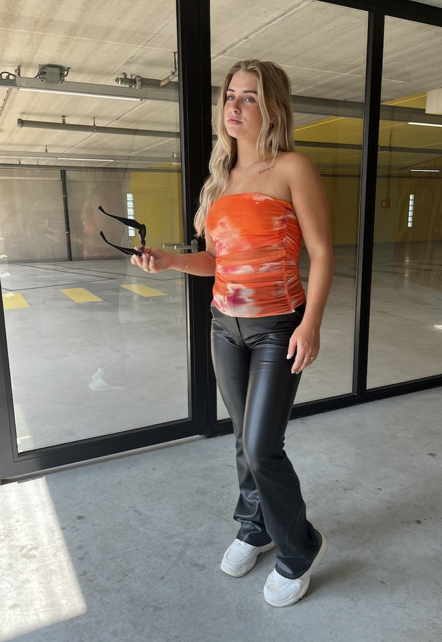 Famous Online Store Leather flare broek Yara zwart