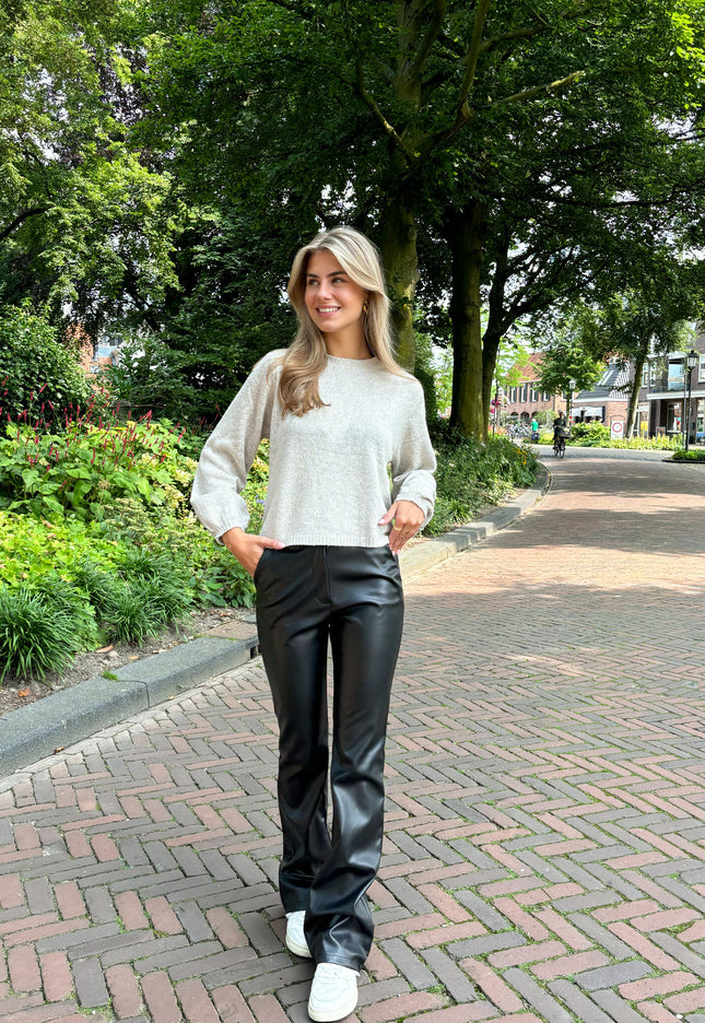 Famous Online Store Leather flare broek Yara zwart