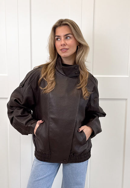 Famous Online Store Leer look jacket Amelia bruin